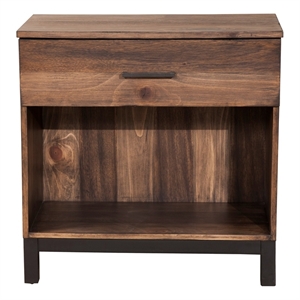 Pemberly Row Contemporary Contemporary Wood 1 Drawer Nightstand in Rustic Pine