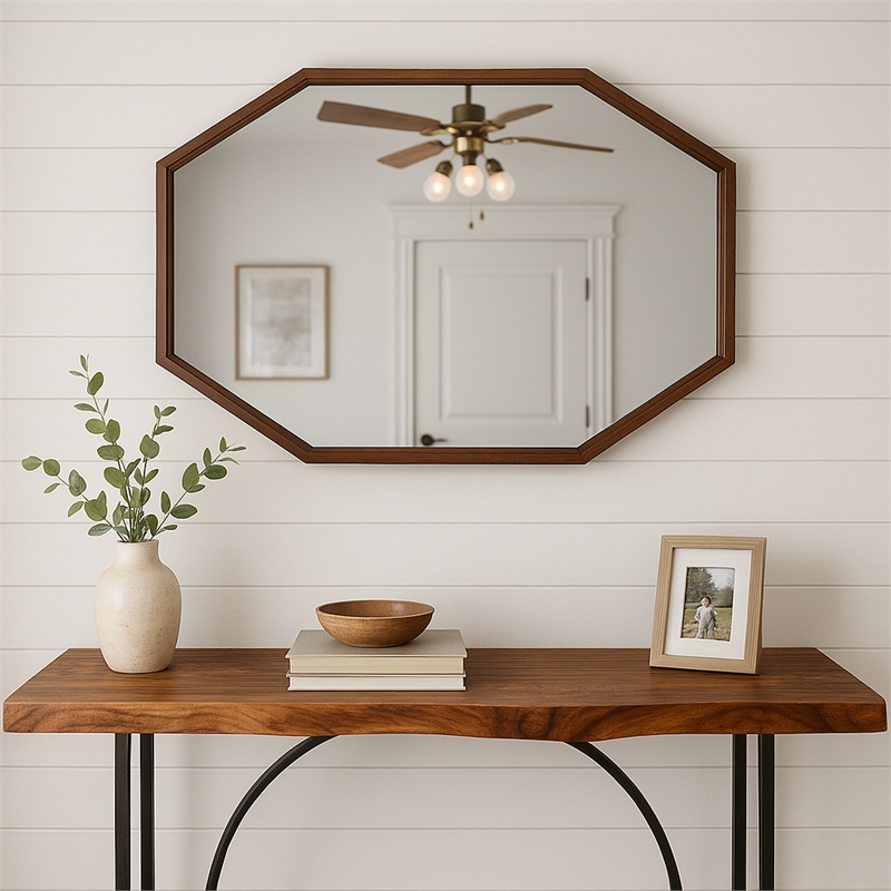 Pemberly Row Modern / Contemporary Wood Mirror in Antique Brown