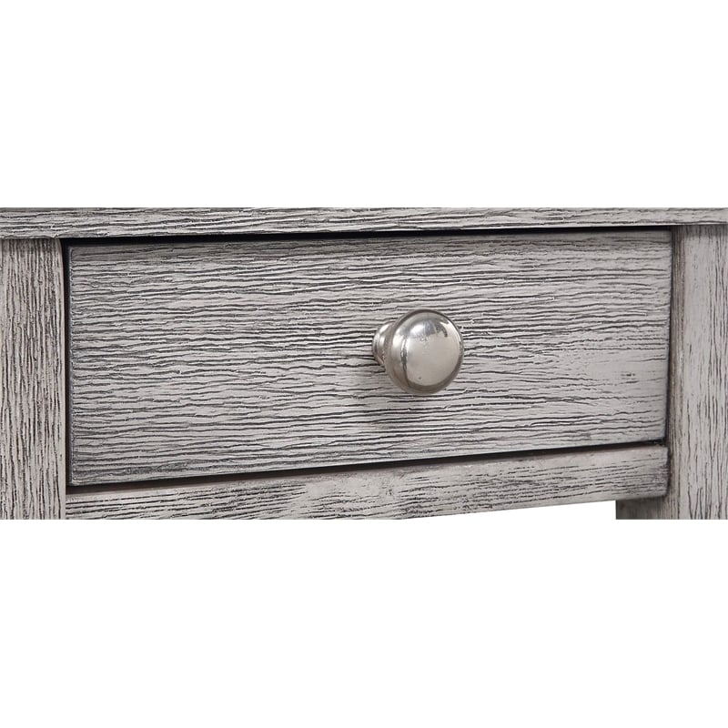 Pemberly Row Three Tier End Table With Drawer in Gray Wood Finish