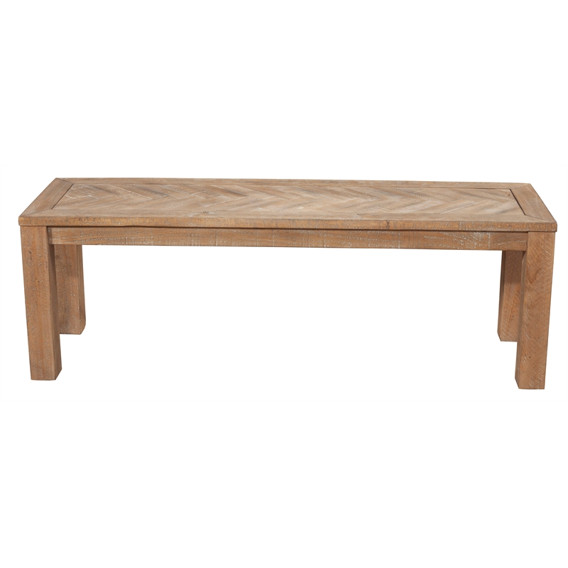 Pemberly Row Modern Wood Dining Bench in Weathered Natural (Brown)