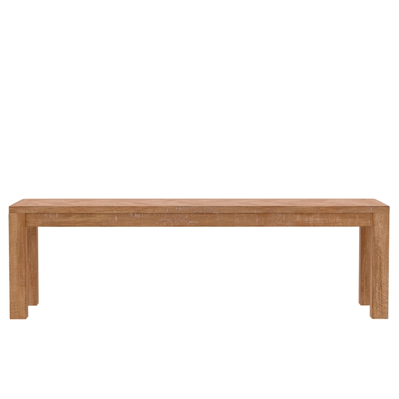 Pemberly Row Modern Wood Dining Bench in Weathered Natural (Brown)