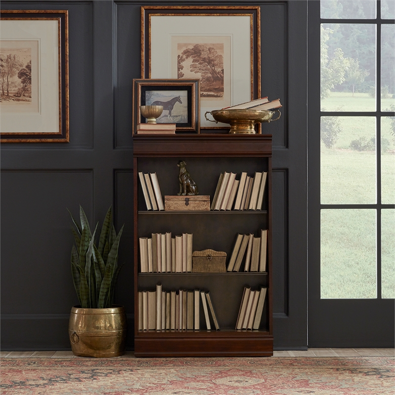 Pemberly Row Dark Brown Junior Executive 48 Inch Bookcase (RTA)