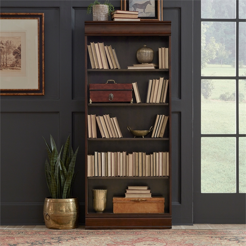 Pemberly Row Dark Brown Junior Executive 72 Inch Bookcase (RTA)