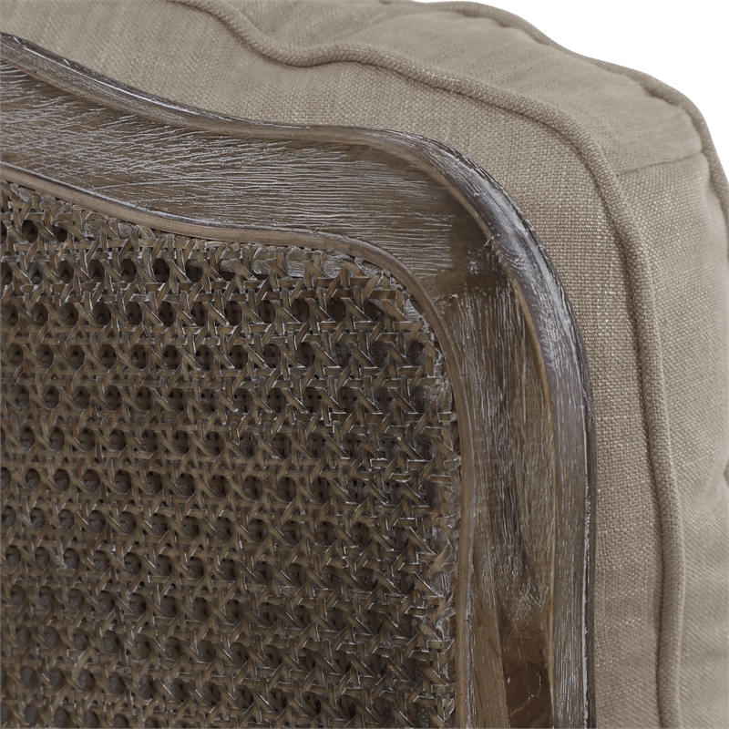 Pemberly Row Traditional Wood Accent Chair in Natural Linen Color