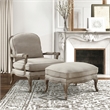 Pemberly Row Traditional Wood Accent Chair in Natural Linen Color
