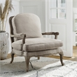 Pemberly Row Traditional Wood Accent Chair in Natural Linen Color