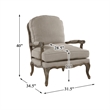 Pemberly Row Traditional Wood Accent Chair in Natural Linen Color