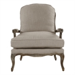 Pemberly Row Traditional Wood Accent Chair in Natural Linen Color