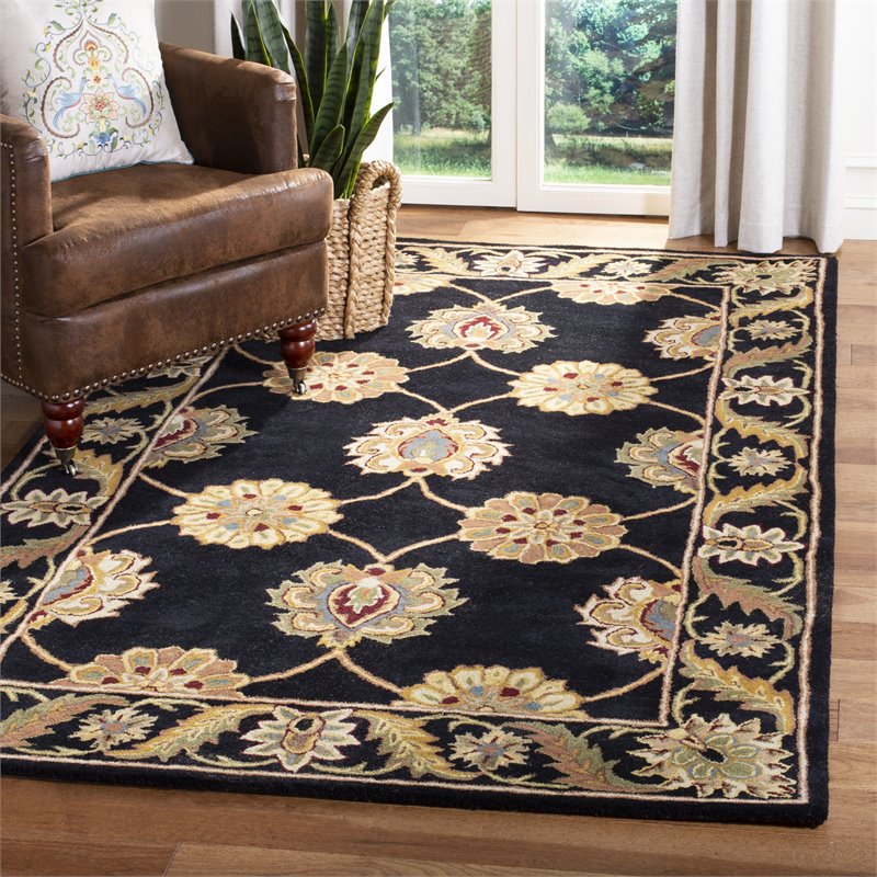 Pemberly Row Contemporary 6' x 9' Hand Tufted Wool Rug in Black