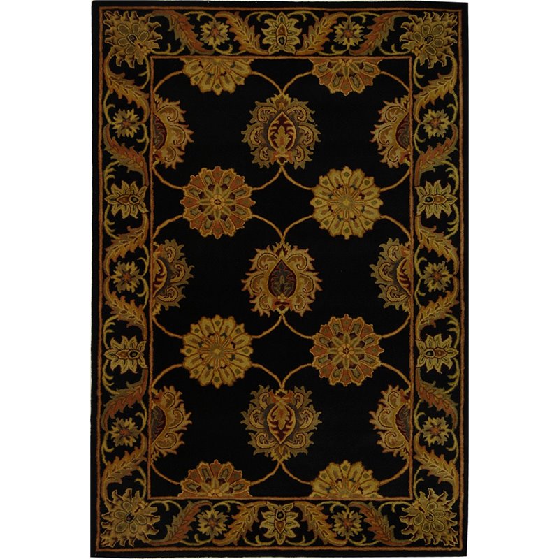 Pemberly Row Contemporary 6' x 9' Hand Tufted Wool Rug in Black