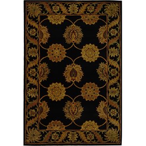 Pemberly Row Contemporary 6' x 9' Hand Tufted Wool Rug in Black