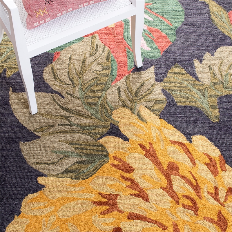 Pemberly Row 3' x 5' Multicolored Hand Tufted Wool Rug in Black