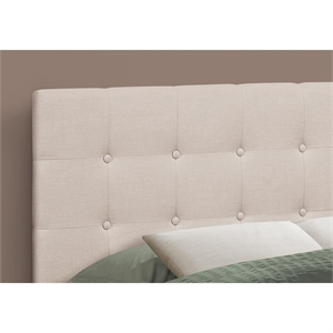 Pemberly Row Full Size Upholstered Linen Bed Headboard in Beige