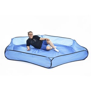 Pemberly Row Modern 84&quot Square Polyester Ground Cover in Blue