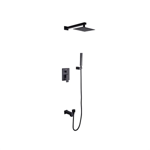 Pemberly Row 8&quot Square Rain Shower and Handheld Set in Matte Black