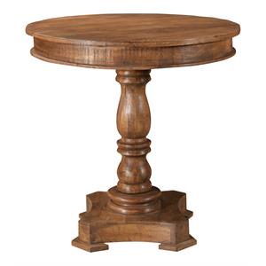 Pemberly Row Golden 30&quot Round Farmhouse Solid Wood Bistro Table in Brown
