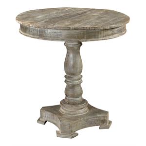 Pemberly Row Golden 30&quot Round Farmhouse Solid Wood Bistro Table in Gray Wash