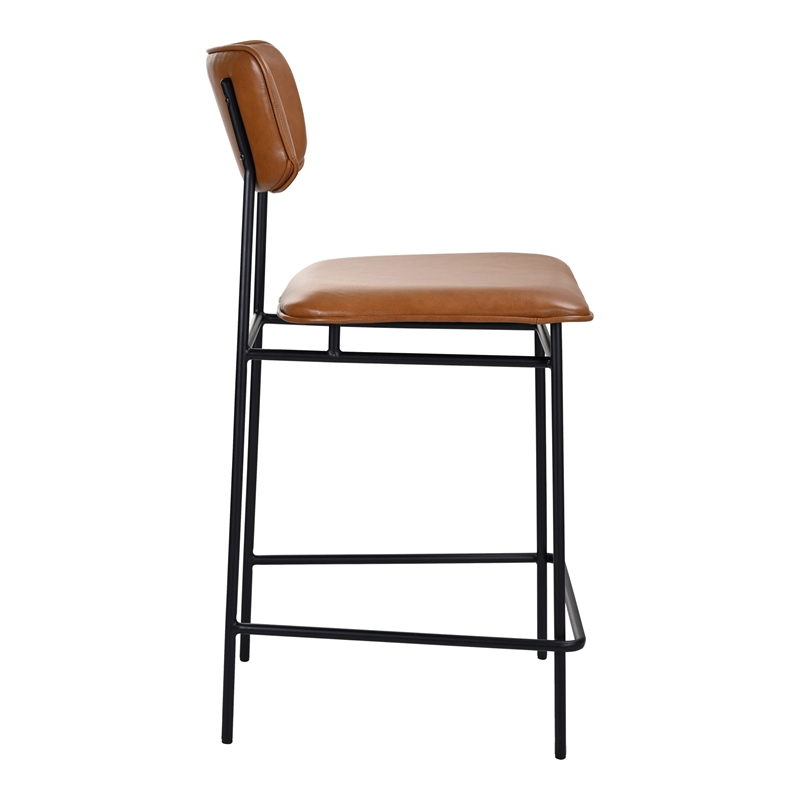 Pemberly Row Modern / Contemporary Leather Counter Stool in Brown