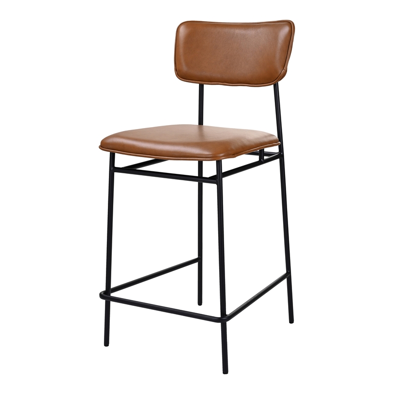 Pemberly Row Modern / Contemporary Leather Counter Stool in Brown
