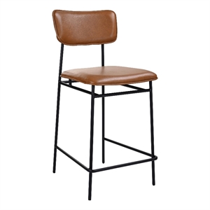 Pemberly Row Modern / Contemporary Leather Counter Stool in Brown