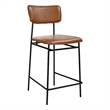 Pemberly Row Modern / Contemporary Leather Counter Stool in Brown