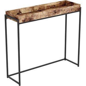 Pemberly Row 39.5&quotL Sunken Tray Console Table in Brown Reclaimed Wood