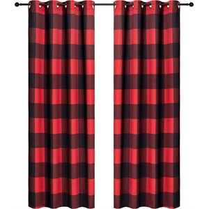 Pemberly Row Curtain Room Darkening in Red/Black Check (Set of 2)