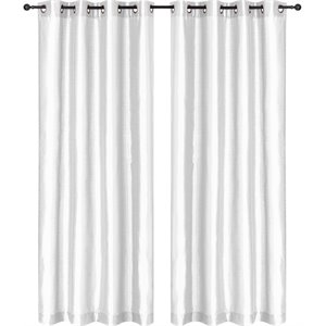 Pemberly Row Modern Wrinkle Free Curtain Silk Look 86&quotL in White