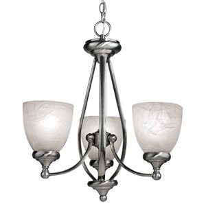Pemberly Row Modern 3-light Steel Metal Chandelier in Satin Nickel