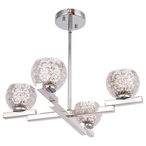 Pemberly Row 4-Light Glass Chandelier in Crystal Mercury/Chrome