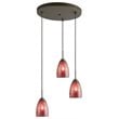 Pemberly Row 3-Light Glass Cluster Pendant in Bronze/Mosaic Red