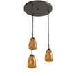 Pemberly Row 3-Light Glass Cluster Pendant in Bronze/Mosaic Amber