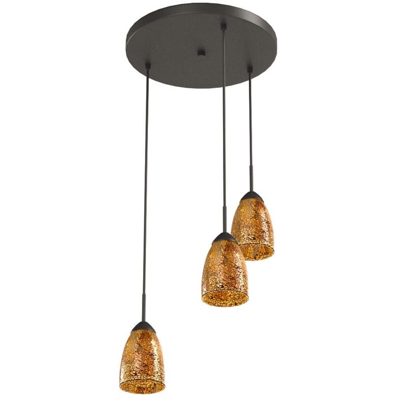 Pemberly Row 3-Light Glass Cluster Pendant in Bronze/Mosaic Amber
