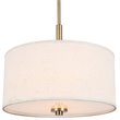 Pemberly Row Modern 3-Light Fabric LED Pendant in Brass/White