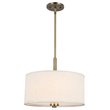 Pemberly Row Modern 3-Light Fabric LED Pendant in Brass/White
