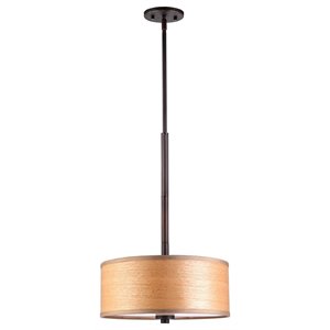 Pemberly Row 15&quot 3-Light Wood Pendant in Bronze/Veneer Brulee