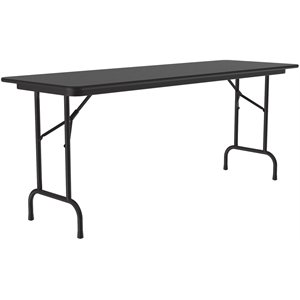 Pemberly Row 24&quotW x 72&quotD Melamine Top Folding Table in Black Granite