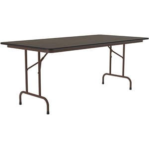 Pemberly Row 36&quotW x 72&quotD Wood Melamine Top Folding Table in Walnut
