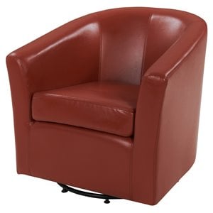 Pemberly Row 17.5&quot Bonded Leather Swivel Chair in Pumpkin Orange