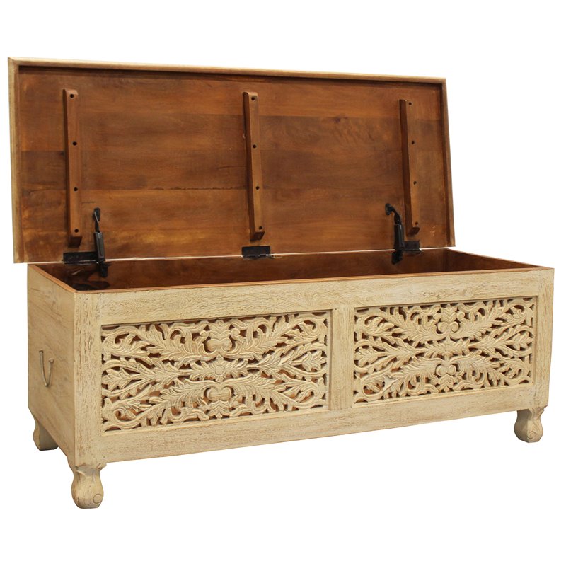 Pemberly Row Modern / Contemporary Solid Wood Storage Chest in Ivory