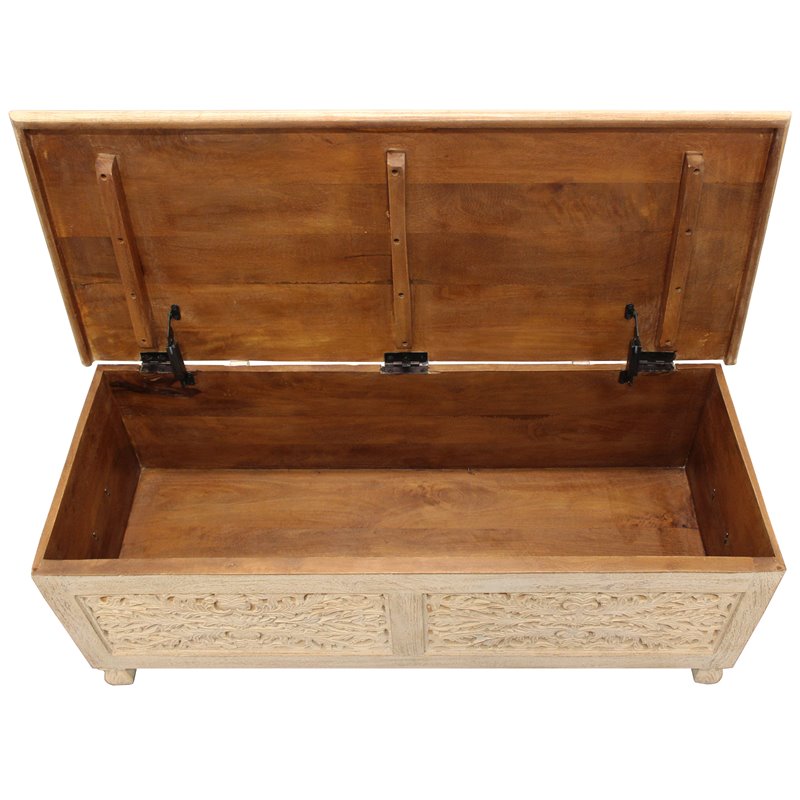 Pemberly Row Modern / Contemporary Solid Wood Storage Chest in Ivory