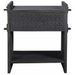 Pemberly Row Solid Wood Hand-Carved 1 Drawer Nightstand in Gray