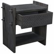 Pemberly Row Solid Wood Hand-Carved 1 Drawer Nightstand in Gray