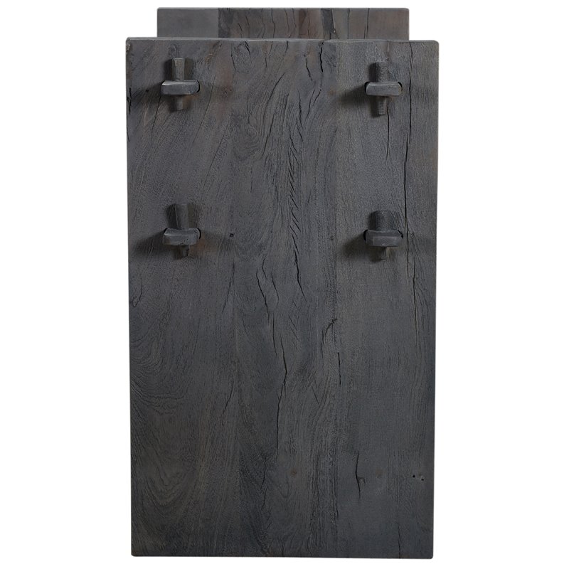 Pemberly Row Solid Wood Hand-Carved 1 Drawer Nightstand in Gray
