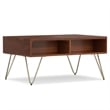Pemberly Row Solid Wood Lift Top Coffee Table in Umber Brown and Gold