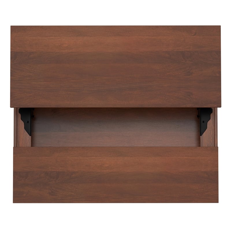 Pemberly Row Solid Wood Lift Top Coffee Table in Umber Brown and Gold