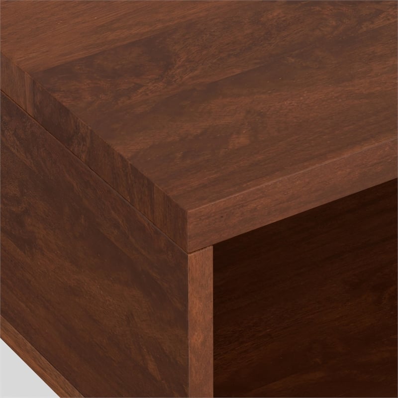 Pemberly Row Solid Wood Lift Top Coffee Table in Umber Brown and Gold