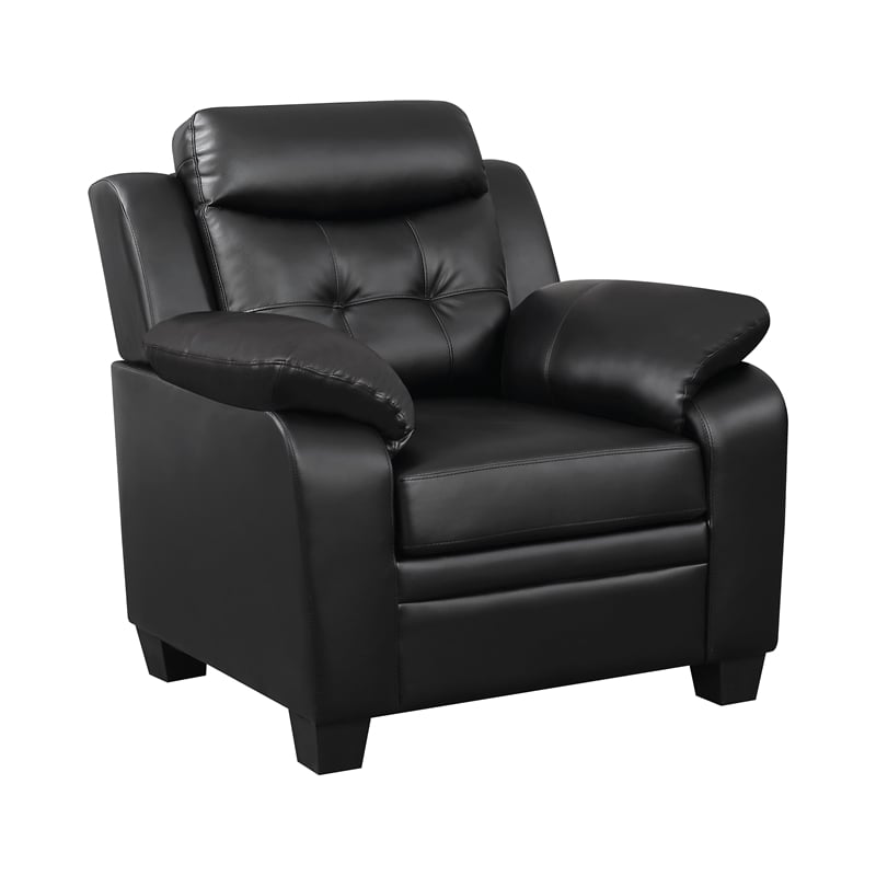 Pemberly Row 3-Piece Tufted Upholstered Faux Leather Sofa Set in Black