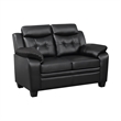 Pemberly Row 3-Piece Tufted Upholstered Faux Leather Sofa Set in Black
