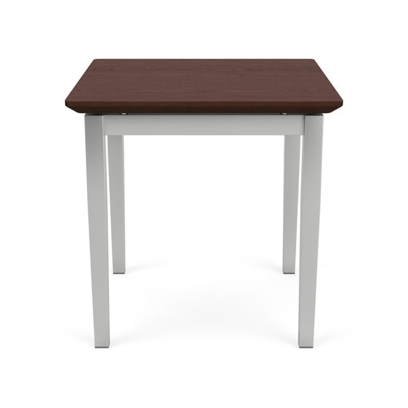 Pemberly Row Reception Waiting Room Healthcare End Table/Silver Steel/Walnut